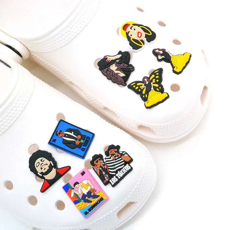 Removable cartoon shoe sticker in PVC with picture colour shoe flower design for decorating shoes