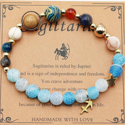 Handcrafted zodiac bracelets with natural stone beads and constellation designs