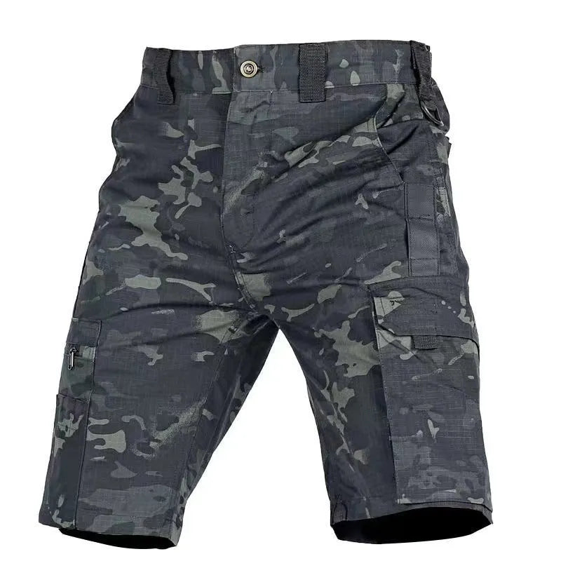 Elastic waist camouflage shorts in multiple colours including dark night and CP camouflage patterns