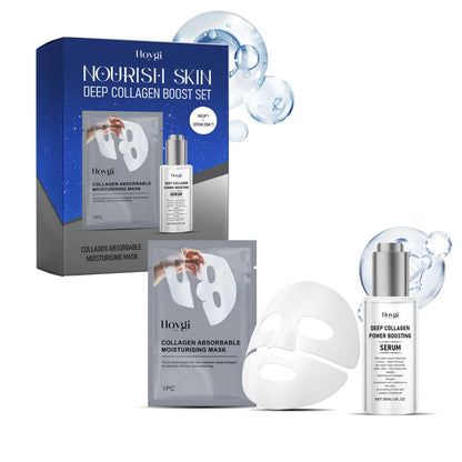 Collagen moisturising suit kit showing facial mask and 30ml essence bottle for skincare treatment