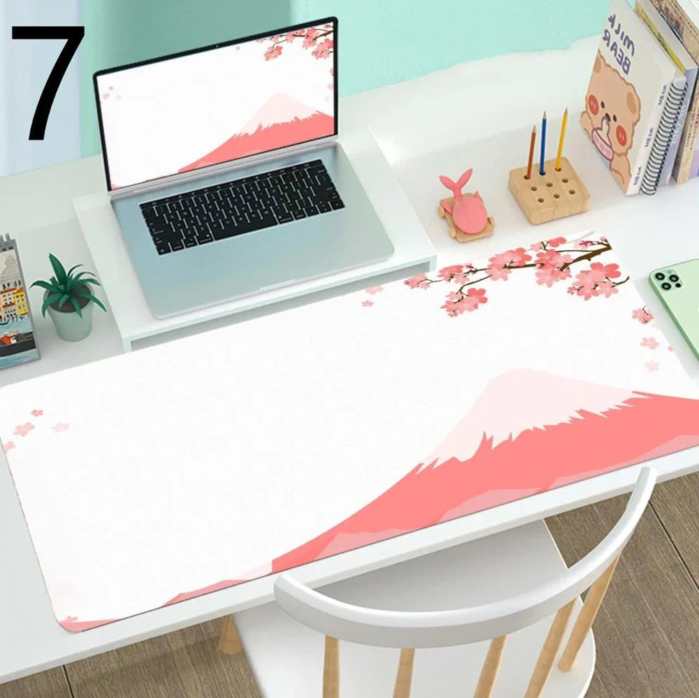 Large gaming mouse desk mat with printed design, multiple size options from 300x600mm to 400x900mm