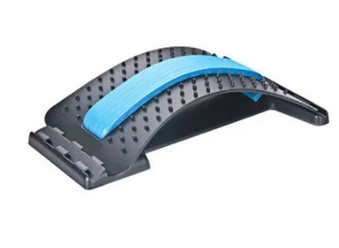 Adjustable back stretcher massager with multiple massage heads for lumbar spine pain relief