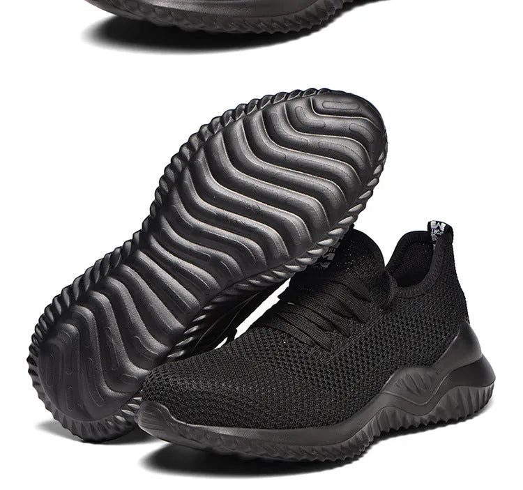 Steel toe cap safety shoes with EVA midsole in black, grey, or dark green, suitable for work and climbing