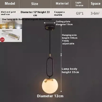 Nordic Creative Living Room Wall Light Bulb Marble Shade Copper Lamp 220V 12cm 15cm Indoor Wall Sconce for Living Room Bedroom Hallway in Black or Natural Copper