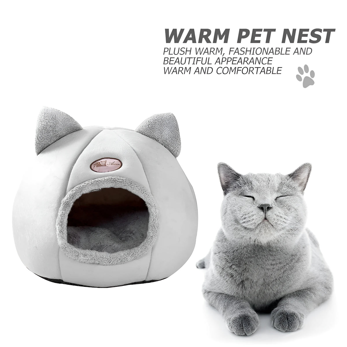Fully enclosed winter cat nest sofa bed with soft cushion in large size