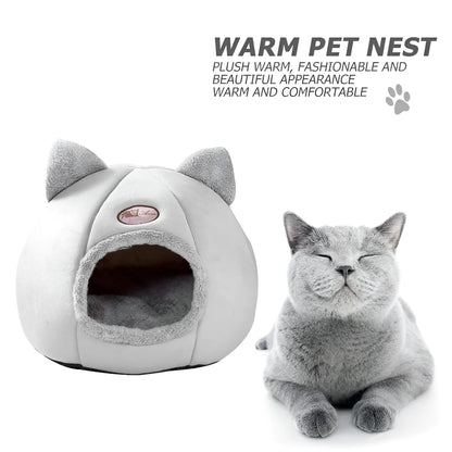 Fully enclosed winter cat nest sofa bed with soft cushion in large size