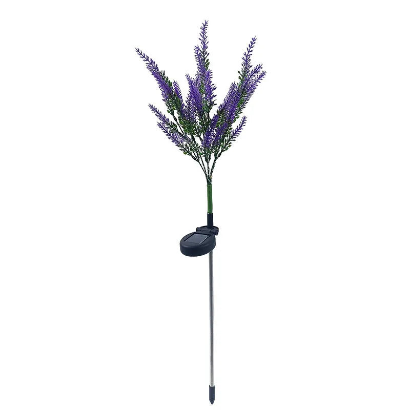 Solar garden LED floor lamp with flower shape, 74cm tall, in lavender colour option