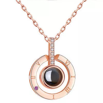 Valentine's Day Metal Rose Jewelry Gift Box Necklace with adjustable crystal necklace and maroon gift box