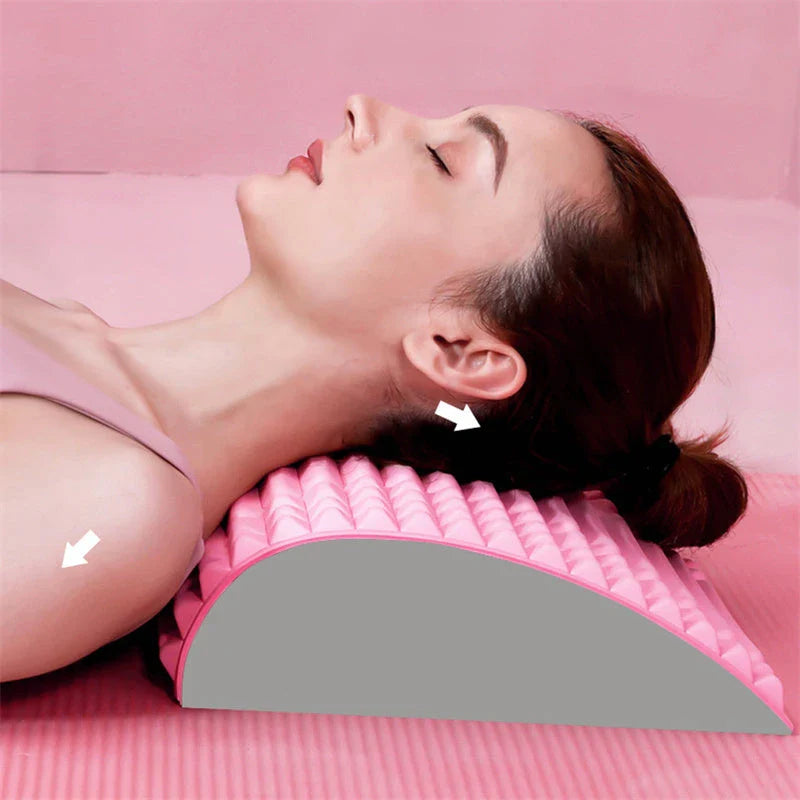 Premium back stretcher pillow with acupressure design to relieve neck, lumbar, and sciatica pain