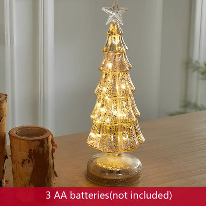 Borosilicate glass Christmas tree decoration with geometric shape and glitter accents