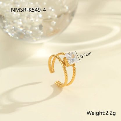 Gold electroplated stainless steel ring with heart shape design and open mouth fitting