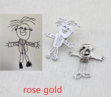 Custom children's artwork necklace with stainless steel chain and titanium steel pendant