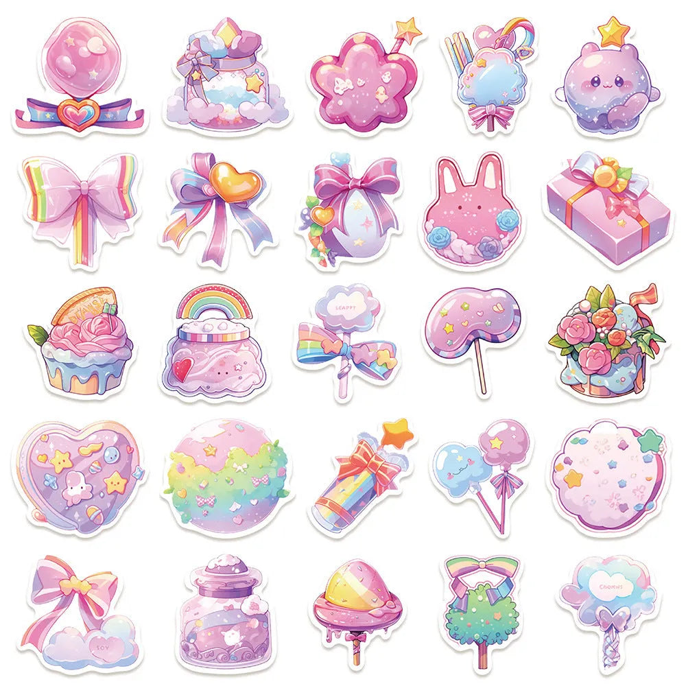 Candy small items waterproof stickers in fresh colours, 4-7cm size, for hand account and written decoration