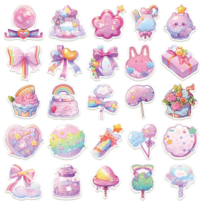 Candy small items waterproof stickers in fresh colours, 4-7cm size, for hand account and written decoration