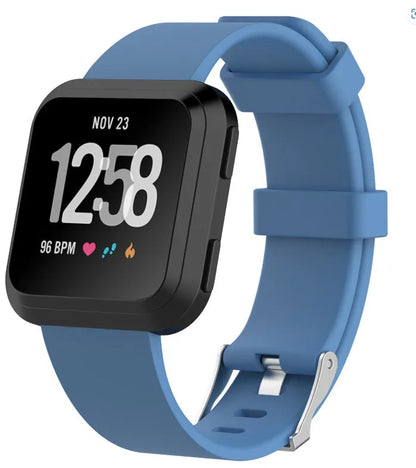 Fitbit Versa Lite TPE replacement watch strap in multiple colours showing large and small sizes.