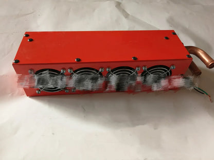 Metal car heater unit with copper pipe connections for vehicle heating system