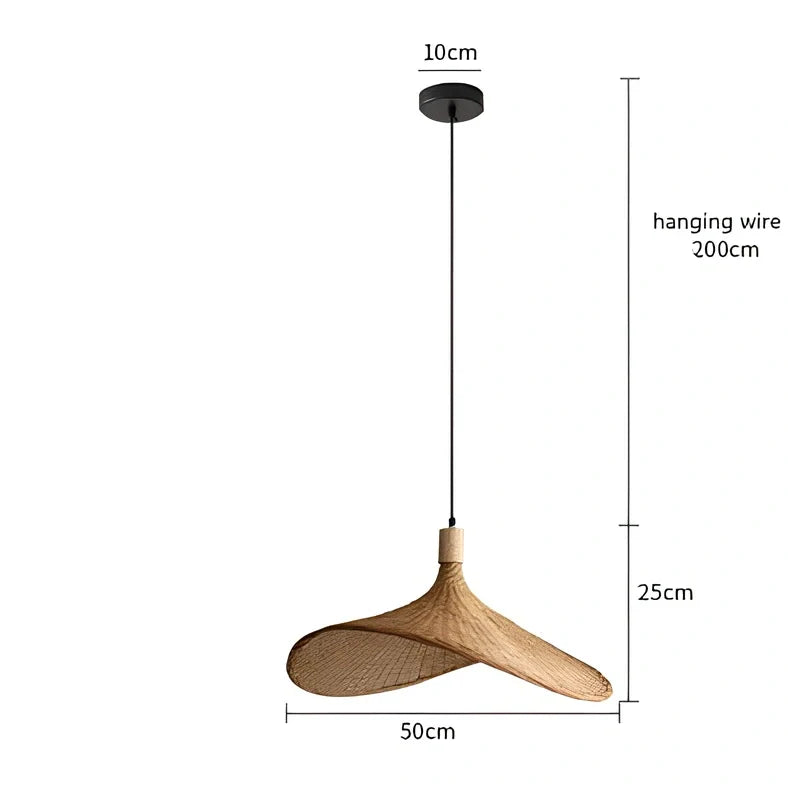 Bamboo rattan chandelier 30cm diameter with adjustable 1m height, Southeast Asian style in warm light mode
