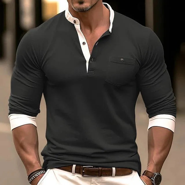 Men's solid colour cotton long sleeve t-shirt showing available colour options