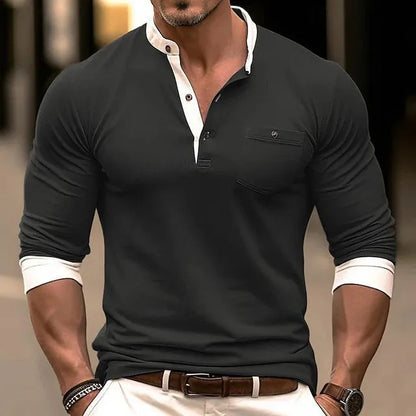 Men's solid colour cotton long sleeve t-shirt showing available colour options