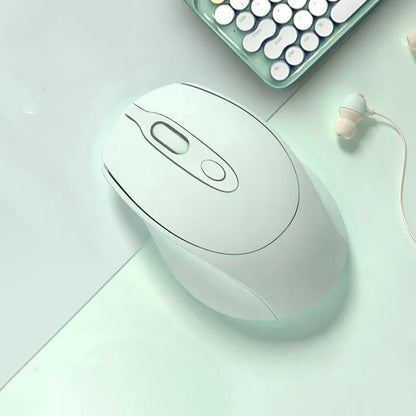 Wireless Bluetooth optical mouse, 1600dpi, 104x66x38mm, available in black, blue, green, pink, and white.