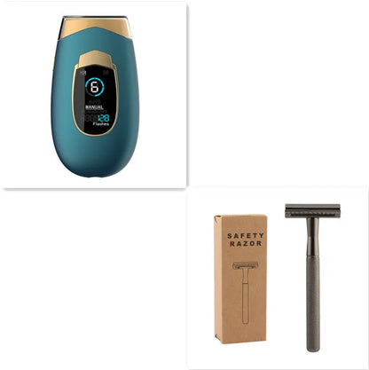 Home laser hair removal device in DH5 or DH4 colour with goggles, power adapter and power pin for whole body use