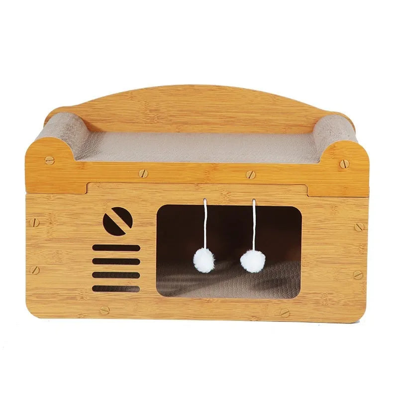 Double-layer corrugated paper cat house with double ball doors, extra-large 30 cm size