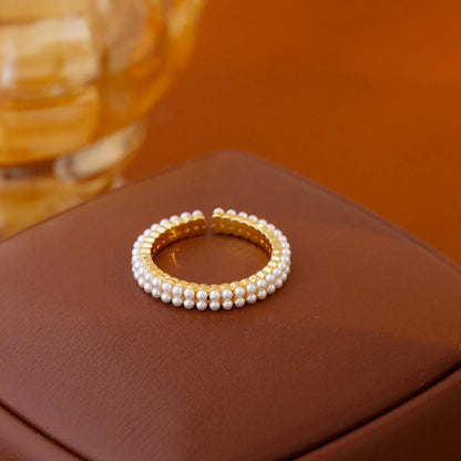 Geometric gold electroplated copper open ring with sweet temperament style for women