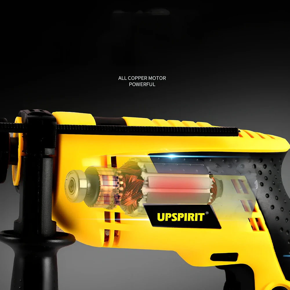 13mm household impact drill with 710W power, variable speed control, and UK plug