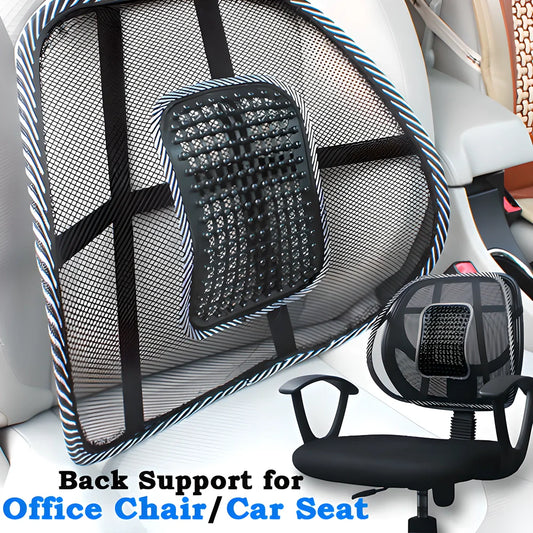 Ergonomic 2-in-1 Car Seat and Office Chair Mesh Lumbar Support with adjustable strap and breathable mesh material