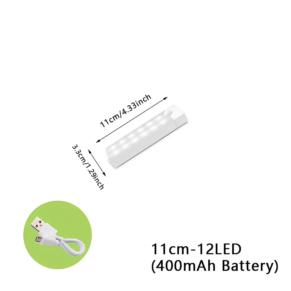 Wireless LED motion sensor night light with magnetic mounting in various sizes