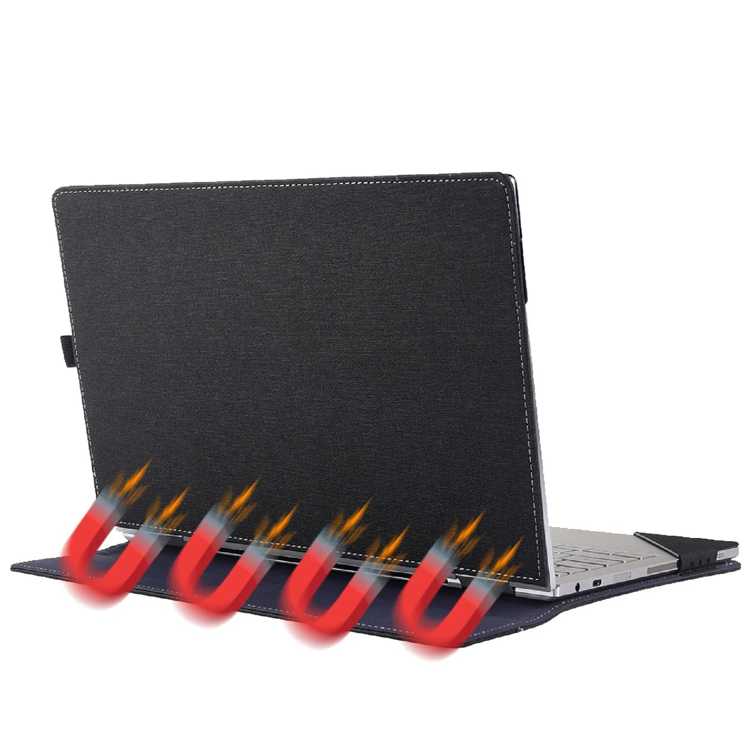 Black imitation leather protective sleeve for Microsoft Surface Laptop 6 with creative Chinese-style bracket design