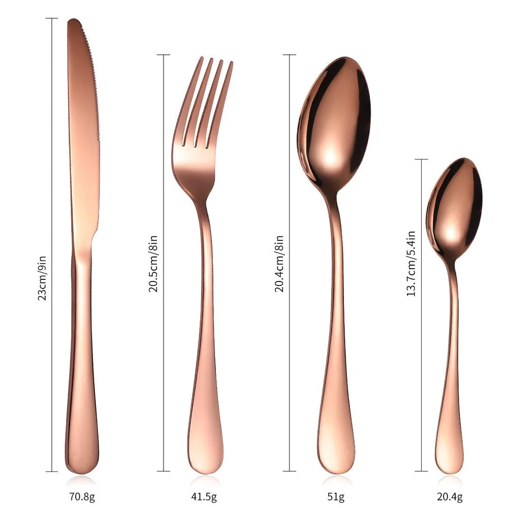 24-piece 18/10 stainless steel cutlery set in silver finish with knives, forks, spoons for six, optional wood box storage
