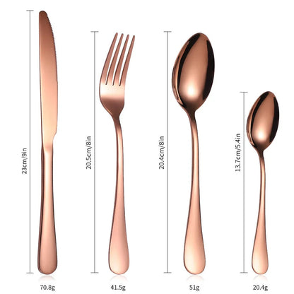 24-piece 18/10 stainless steel cutlery set in silver finish with knives, forks, spoons for six, optional wood box storage