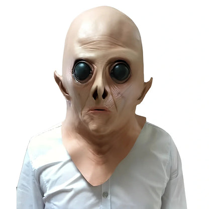 UFO alien Halloween mask with adjustable 26cm-42cm size range and vinyl construction