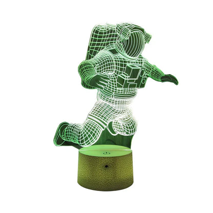3D astronaut LED night light with USB plug showing dimensional design and compact bedside placement