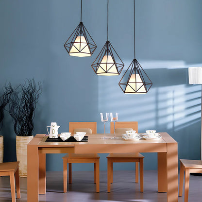 Wrought iron diamond chandelier in black, adjustable to 1.2m height for 10-15㎡ rooms with 80,000-hour LED