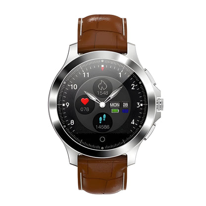 W8 ECG smart bracelet with stainless steel body and TPU strap in black, brown or coffee colour