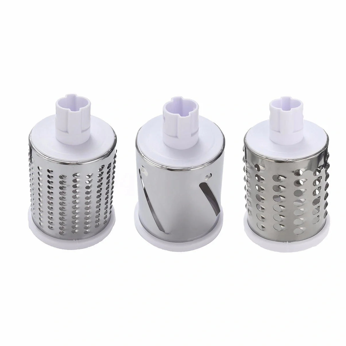 Round mandoline slicer with stainless steel blades for versatile kitchen use