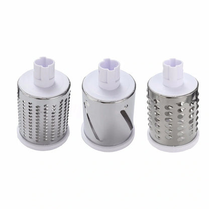 Round mandoline slicer with stainless steel blades for versatile kitchen use
