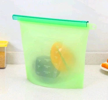 Premium silicone vacuum sealed food storage bags in various colours and sizes