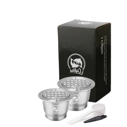 Stainless steel reusable Nespresso coffee capsule with refillable filter