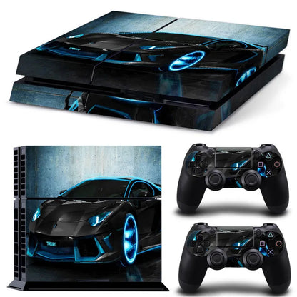 PS4 console protective film in various style designs showing 0.001mm thickness