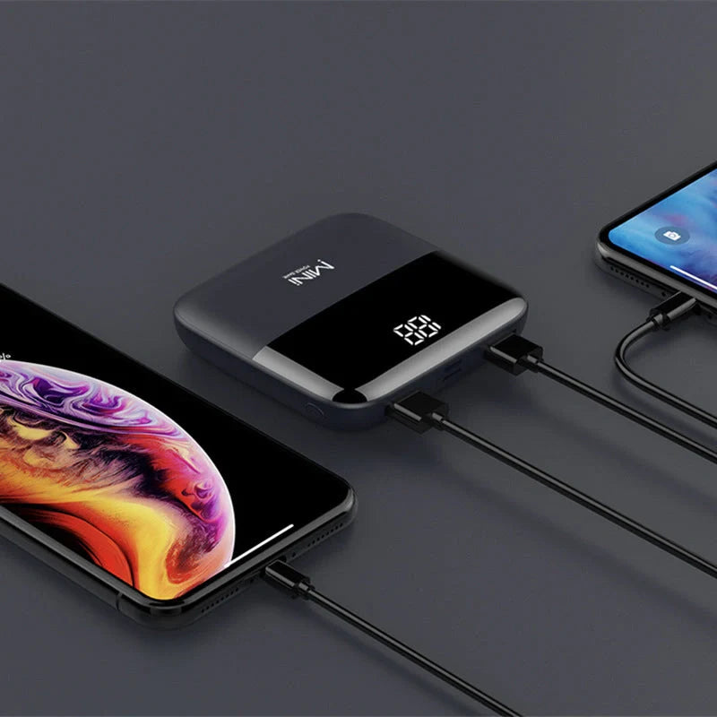 10000mAh Mini Power Bank in various colors with USB Type-C and Micro USB inputs
