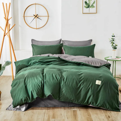 Home Textile bedding set showing duvet cover, flat sheet and pillowcases in a choice of ten colours.