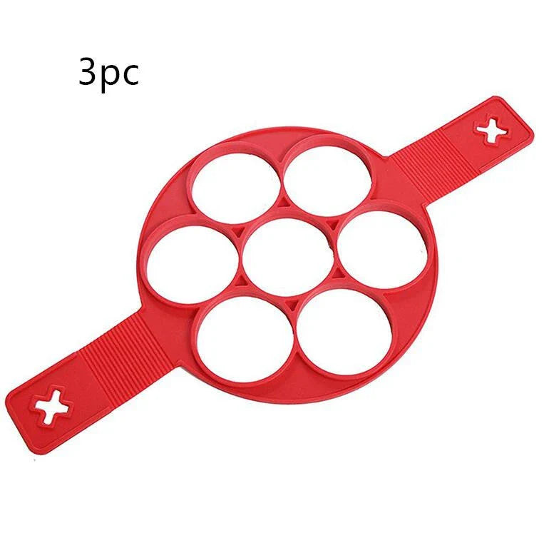 Nonstick silicone pancake maker with seven cavities for creating perfectly shaped pancakes easily