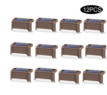 Coffee-coloured solar step light with solar panel, dimensions 78x45x42mm