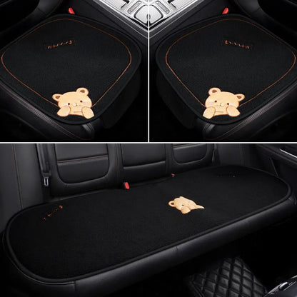 Car cushion winter plush three-piece set with square cushion and lumbar support pillow in wool cotton filler