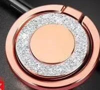 Bling glitter plating metal phone ring holder in silver colour, showing 360° rotation.