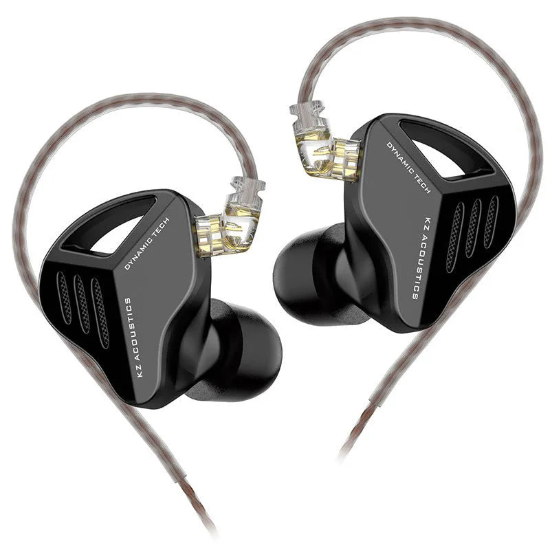 KZ ZAX silver blue in-ear headphones with L-bend 3.5mm plug and tangle-free cable