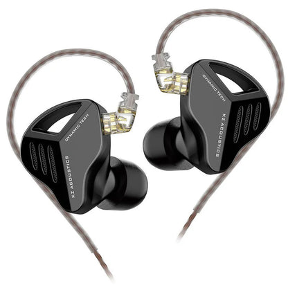 KZ ZAX silver blue in-ear headphones with L-bend 3.5mm plug and tangle-free cable